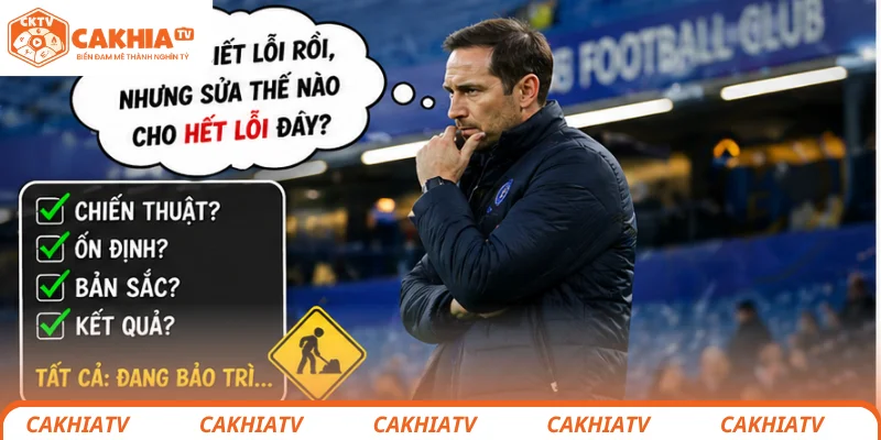 Lampard đứng trầm tư bên đường biên sân Stamford Bridge