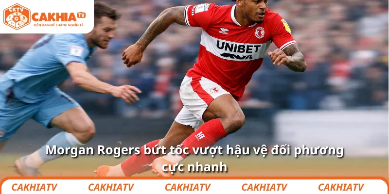 Morgan Rogers bứt tốc vượt hậu vệ đối phương cực nhanh